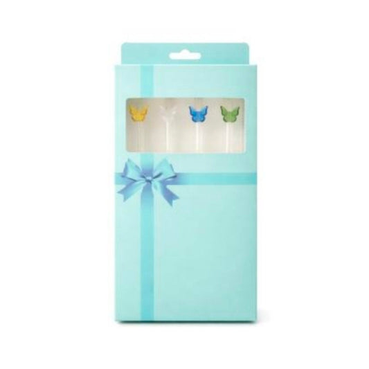5pc Glass Straw With Cleaner - Butterfly