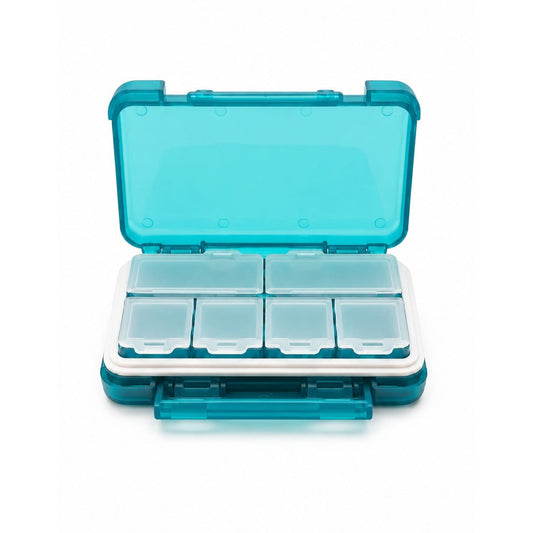6-Grid Weekly Pill Organizer Medicine Box – Portable Tablet Storage Case – Blue