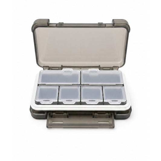 6-Grid Weekly Pill Organizer Medicine Box – Portable Tablet Storage Case – Grey