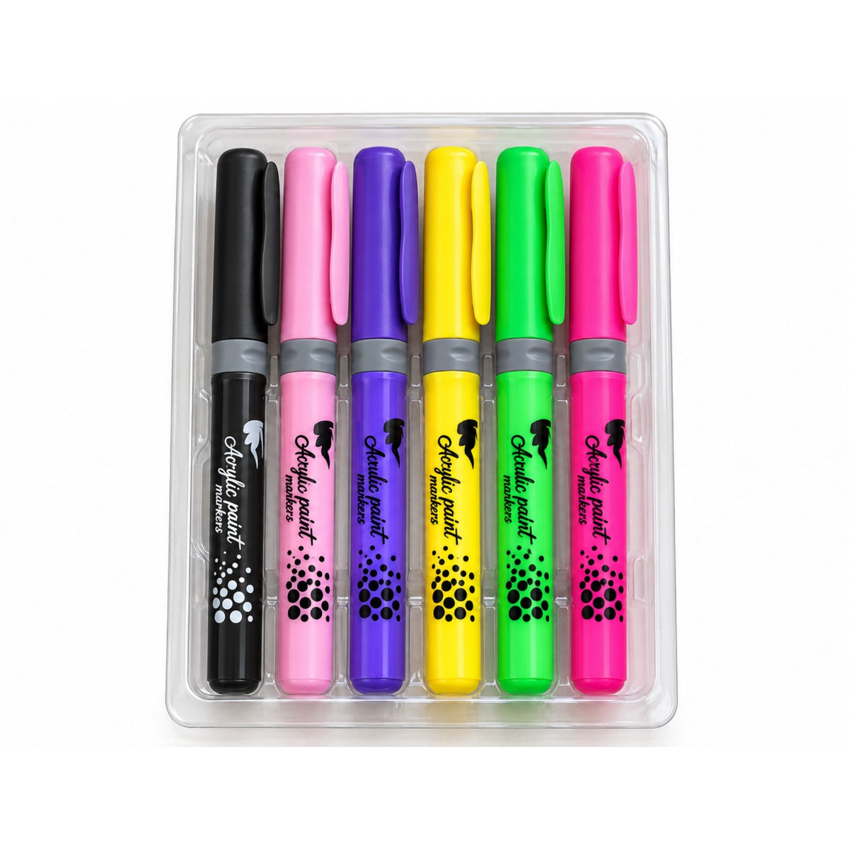 6 Piece Acrylic Paint Marker Set – 4mm Tip for Art, Crafts & Decorating
