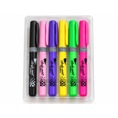 6 Piece Acrylic Paint Marker Set – 4mm Tip for Art, Crafts & Decorating