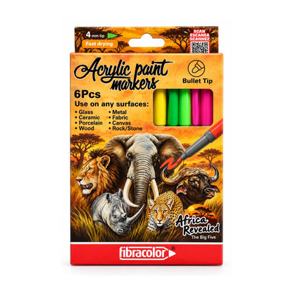 6 Piece Acrylic Paint Marker Set – 4mm Tip for Art, Crafts & Decorating