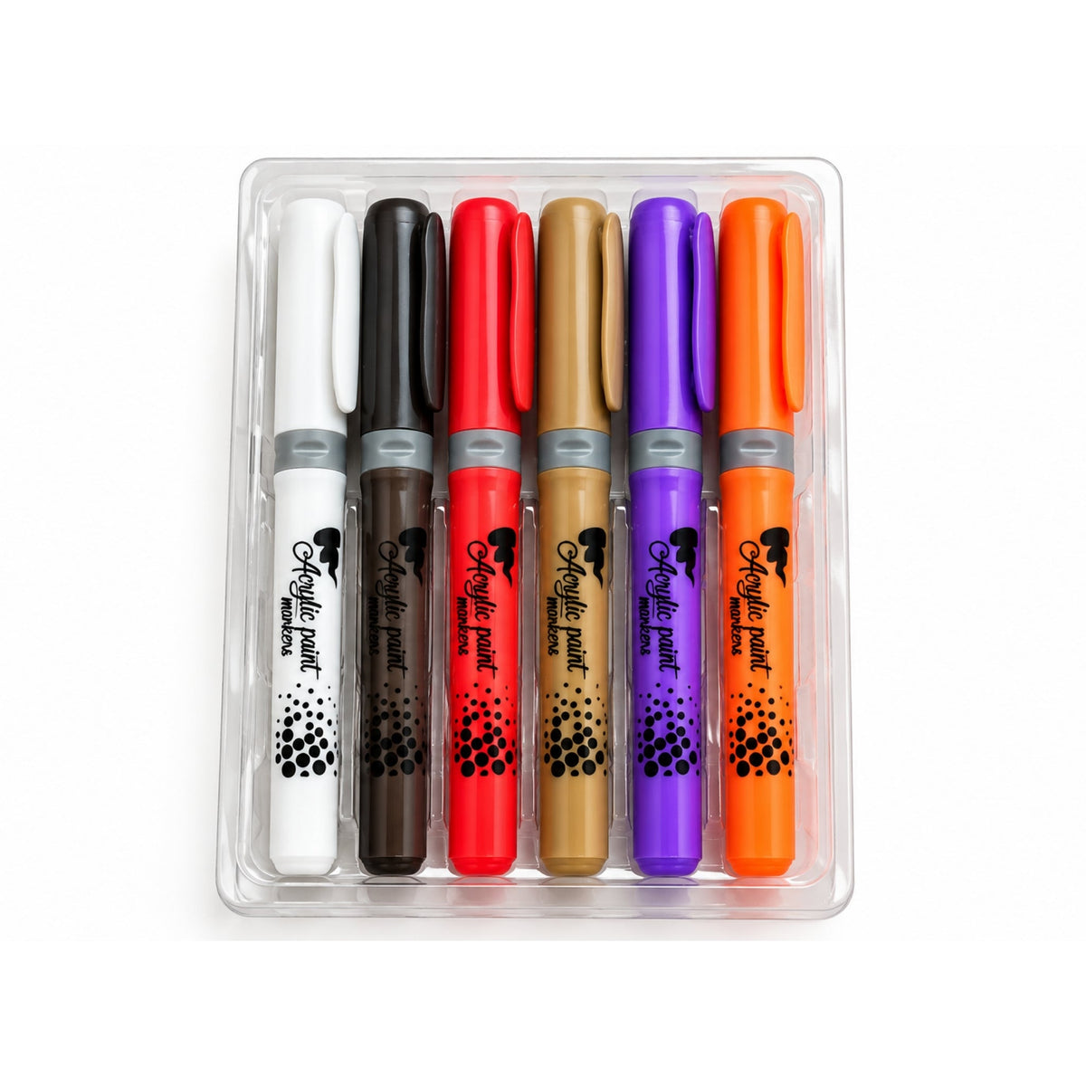 6 Piece Acrylic Paint Marker Set – 4mm Tip for Art, Crafts & Decorating