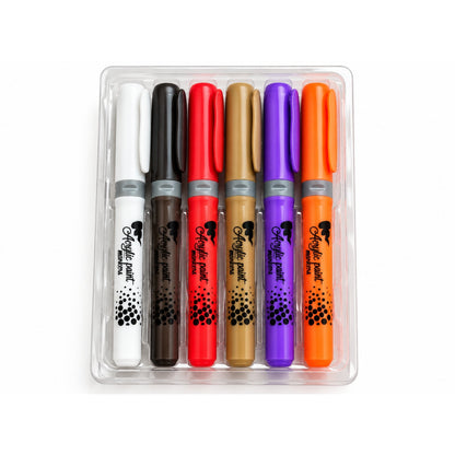 6 Piece Acrylic Paint Marker Set – 4mm Tip for Art, Crafts & Decorating