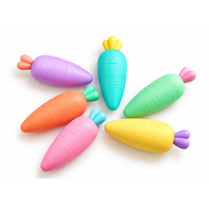 6 Piece Carrot Highlighter Set – Bright Fluorescent Marker Pens – Cute Carrot Design
