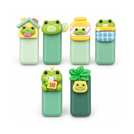 6 Piece Cartoon Highlighter Set – Bright Fluorescent Marker Pens – Cute Cartoon Designs