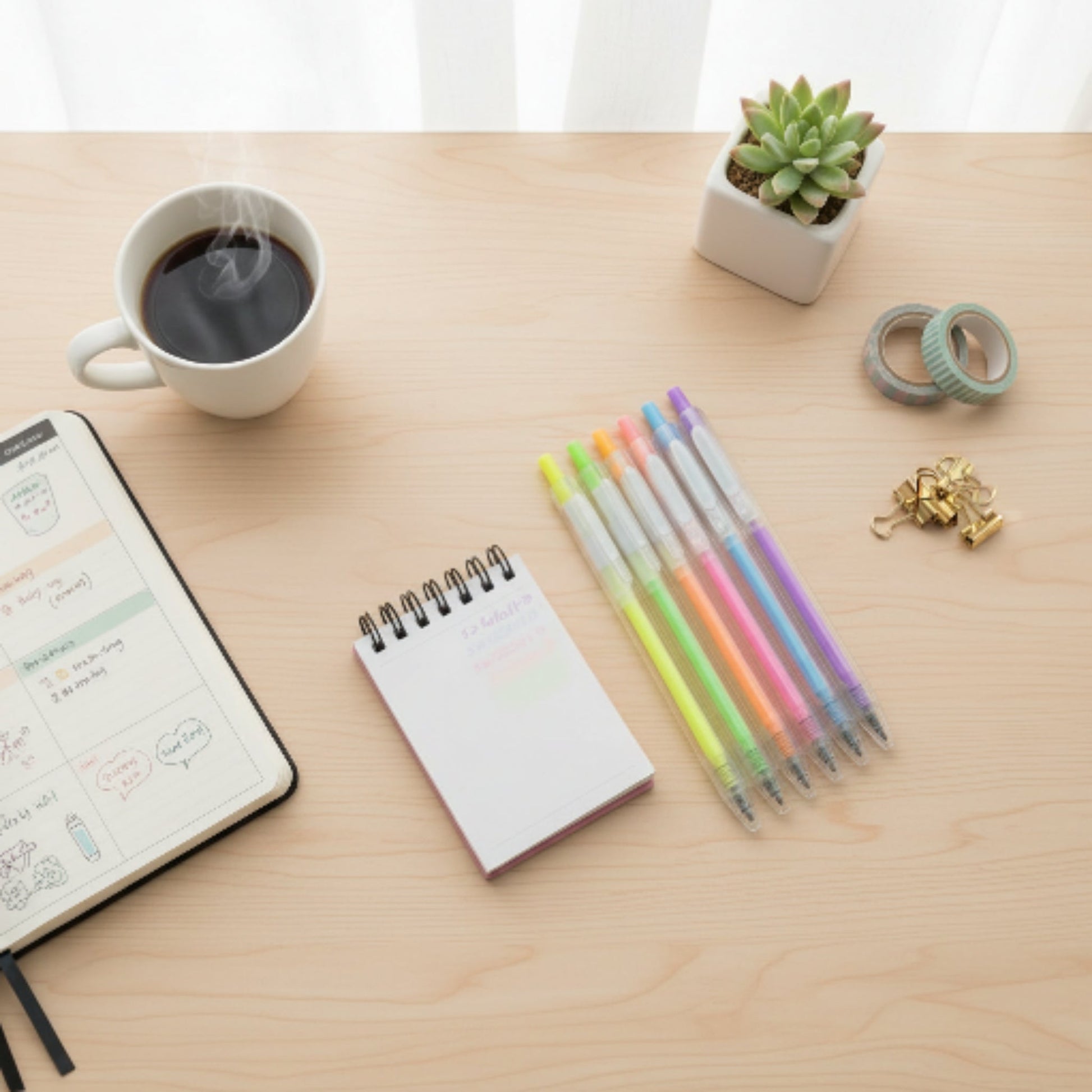 6-Piece Milky Click Gel Pen Set – Pastel Retractable Pens for School, Office & Journaling