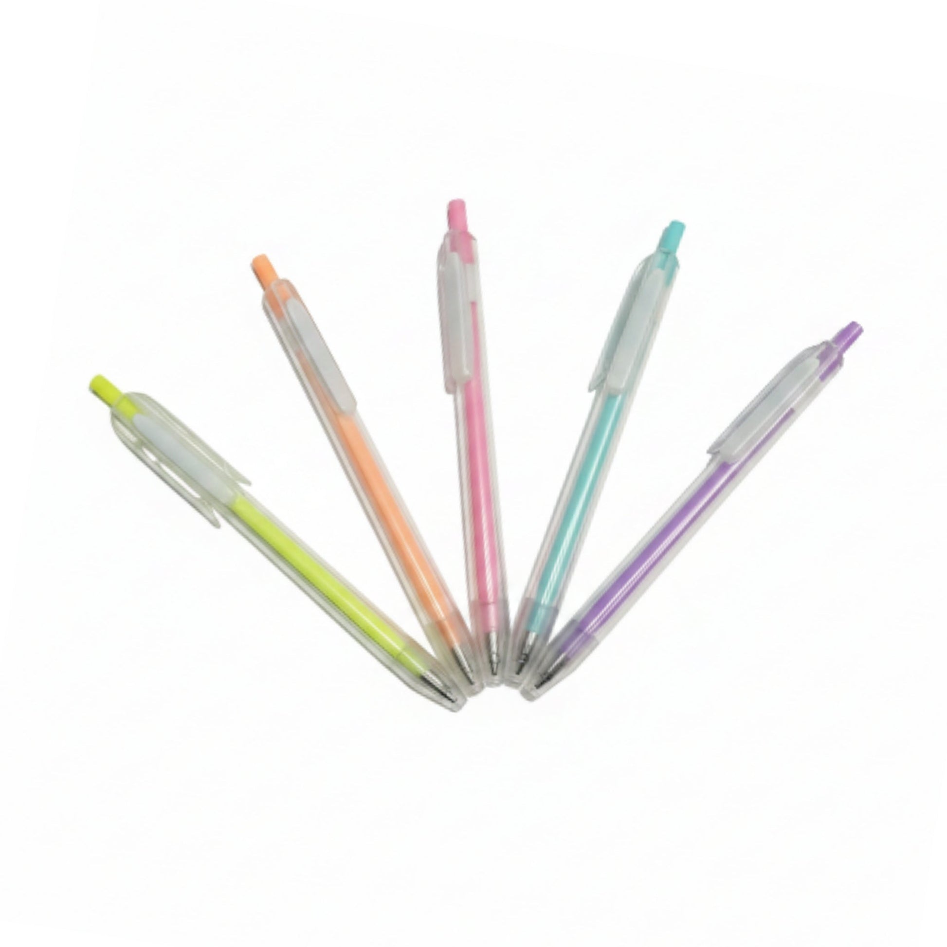 6-Piece Milky Click Gel Pen Set – Pastel Retractable Pens for School, Office & Journaling On White Background