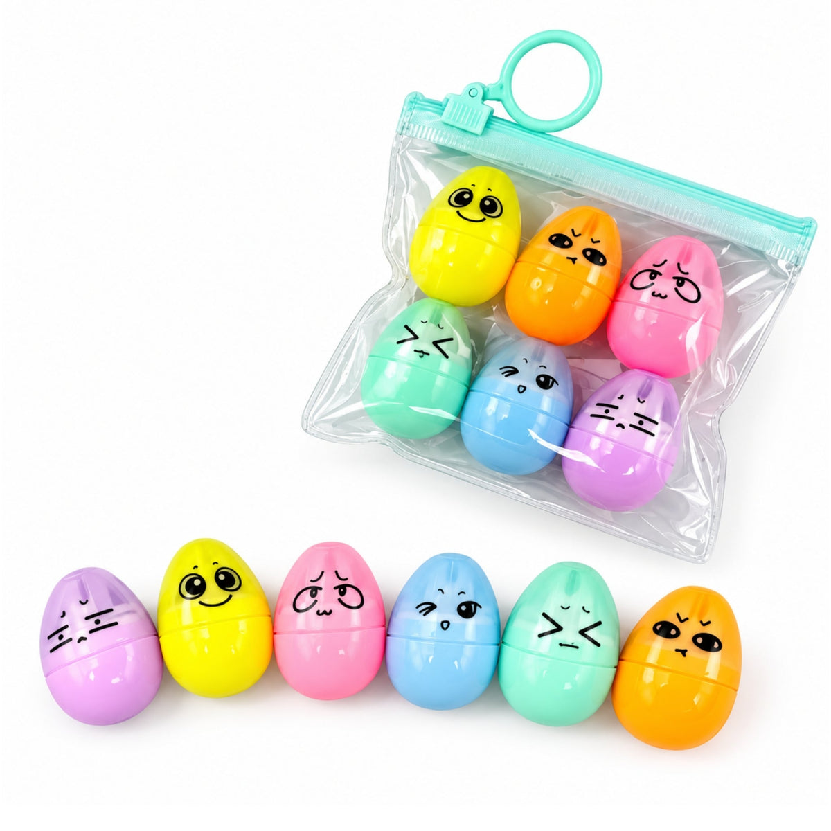 6 Piece Mini Egg Highlighter Set – Novelty Marker Pens – Egg Design