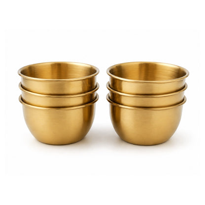6 Piece Mini Sauce Bowl Set – Stainless Steel Mini Serving Bowls With Lid – Gold