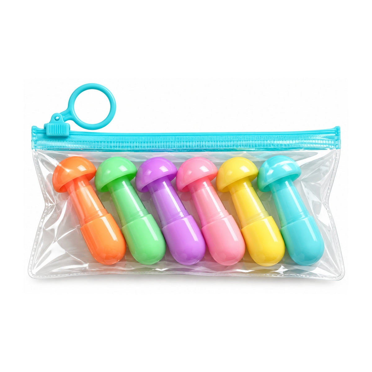 6 Piece Mushroom Highlighter Set – Bright Fluorescent Marker Pens – Cute Mushroom Design