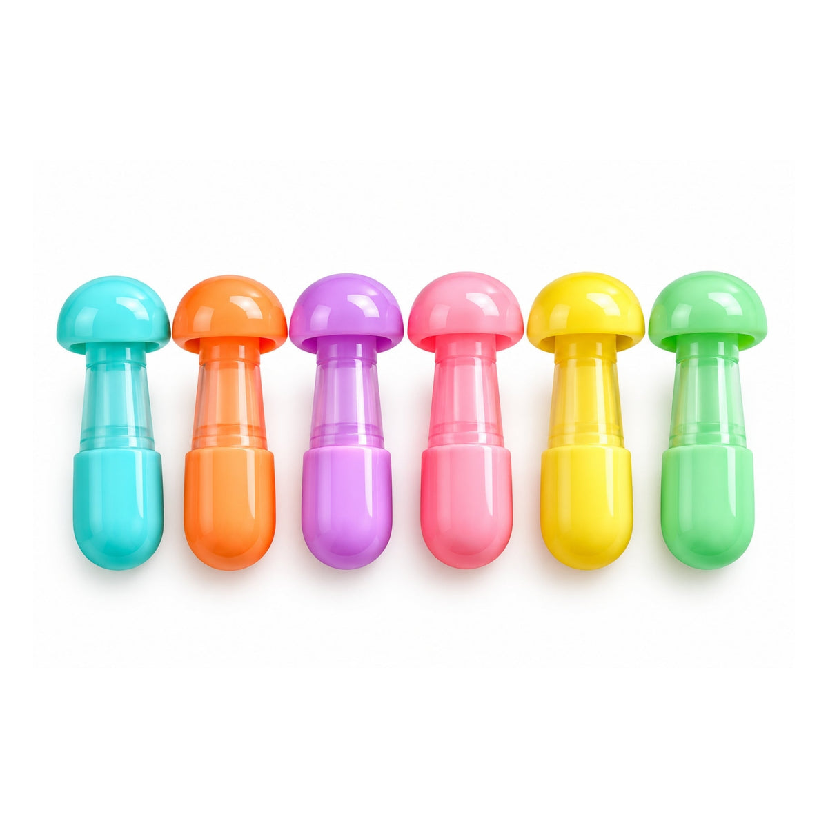 6 Piece Mushroom Highlighter Set – Bright Fluorescent Marker Pens – Cute Mushroom Design