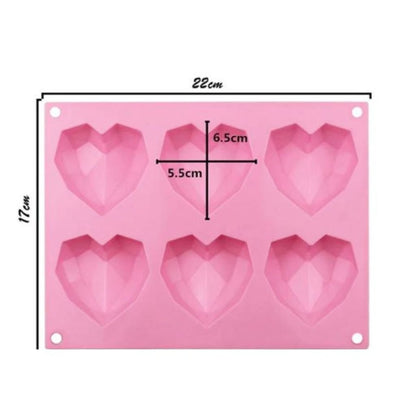 6 Slot Silicone Geometrical Heart Mould