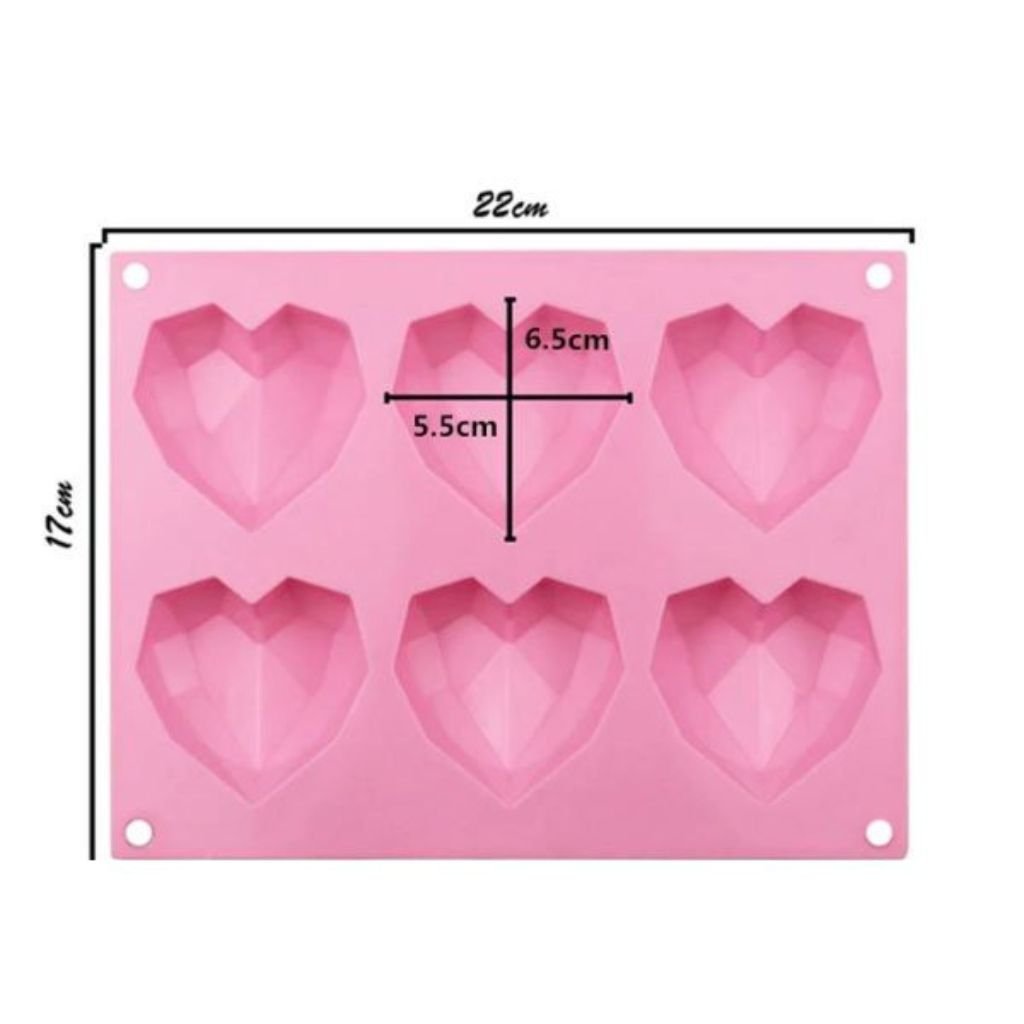 6 Slot Silicone Geometrical Heart Mould