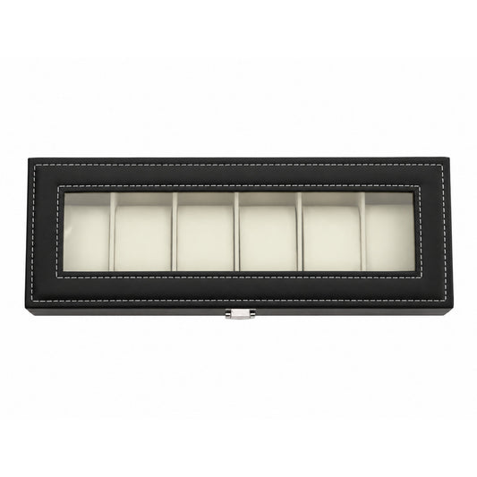 6 Slot Watch Storage Box Organizer – PU Leather Display Case With Lock