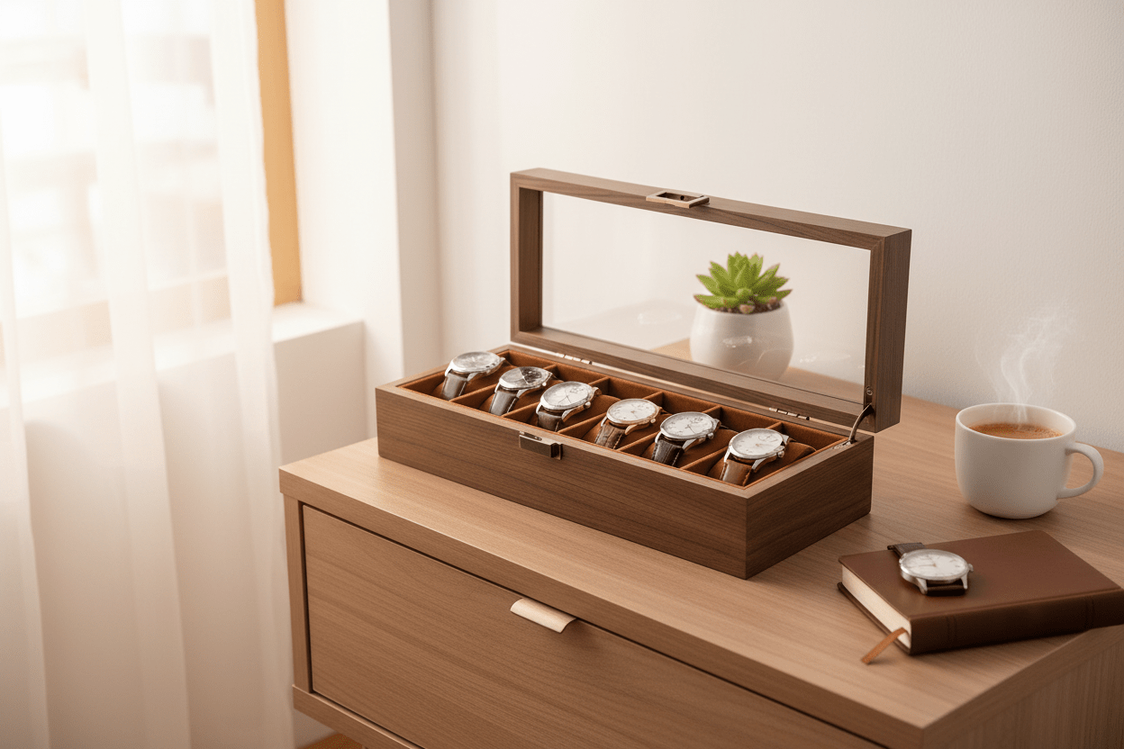 6 Slot Wooden Watch Box