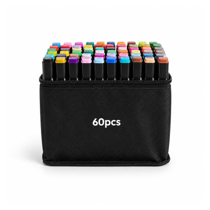 60 Piece Double-Sided Art Markers with Carry Bag