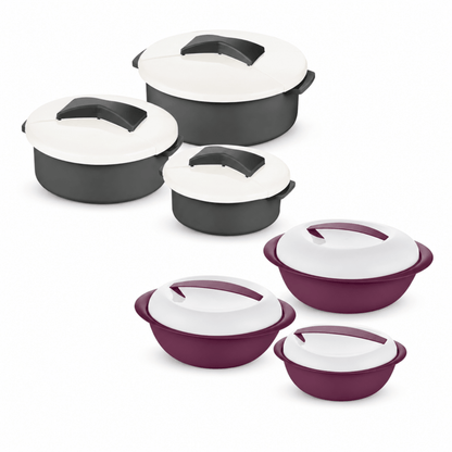 6pc Bager Plastic Food Storage Pot Set – Luna Round & Smart Oval Containers with Airtight Lids