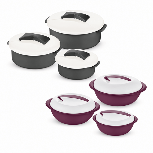 6pc Bager Plastic Food Storage Pot Set – Luna Round & Smart Oval Containers with Airtight Lids