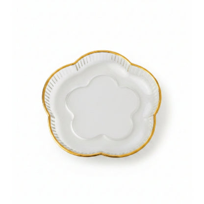 6pc Glass Side Plate With Gold Rim