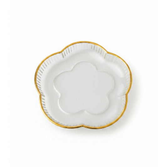 6pc Glass Side Plate With Gold Rim