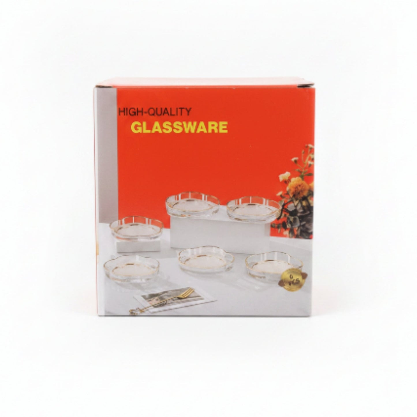 6pc Glass Side Plate With Gold Rim