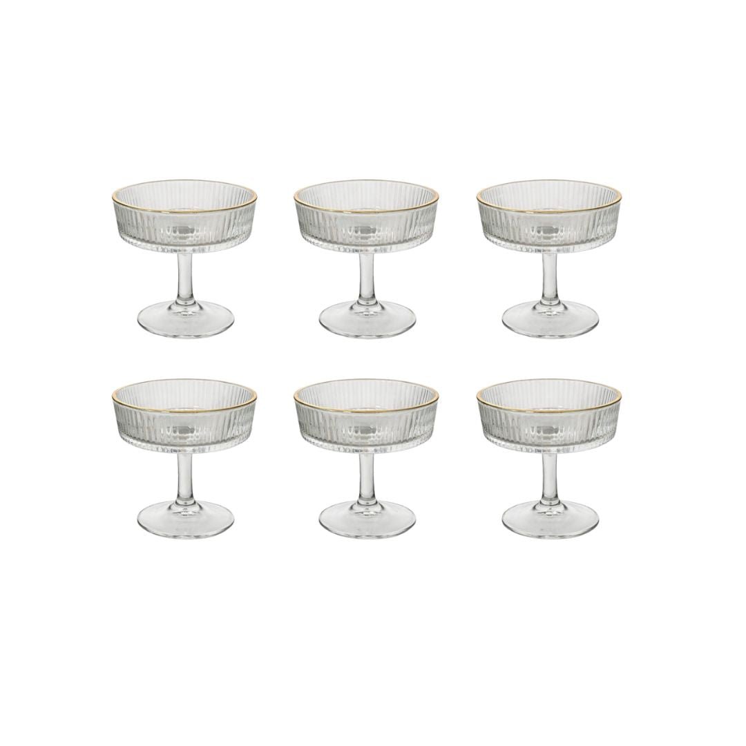 6pc Long Stemmed Ribbed Dessert Bowl