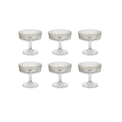 6pc Long Stemmed Ribbed Dessert Bowl