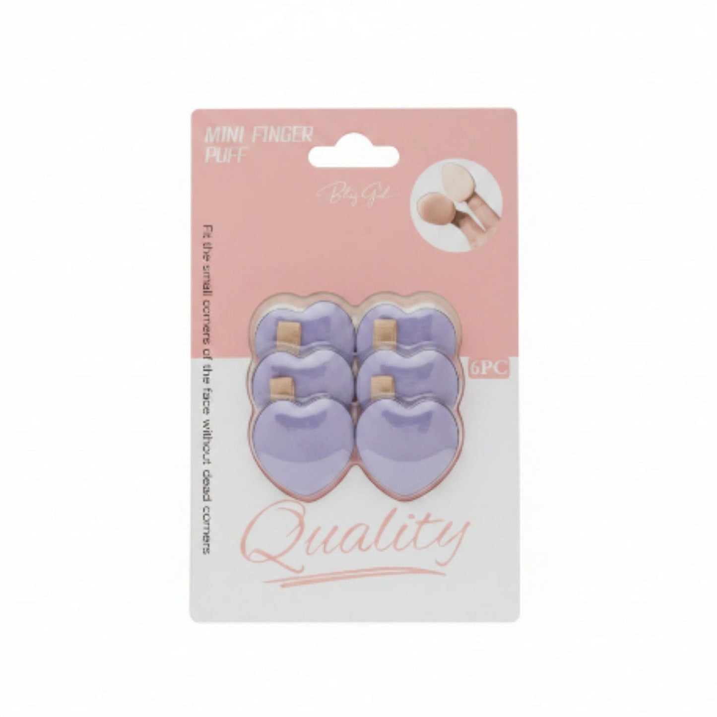 6pc Mini Heart Finger Makeup Puff Set – Soft Blending Sponge Applicators for Foundation, Concealer & Powder