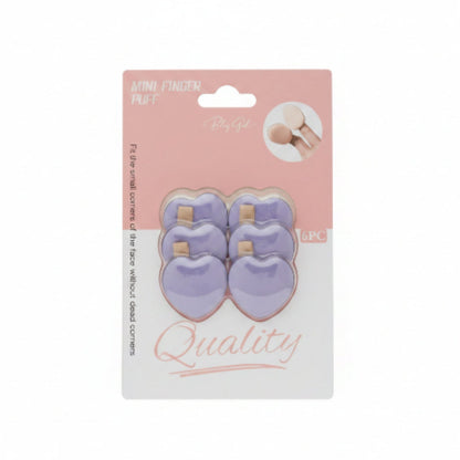 6pc Mini Heart Finger Makeup Puff Set – Soft Blending Sponge Applicators for Foundation, Concealer & Powder