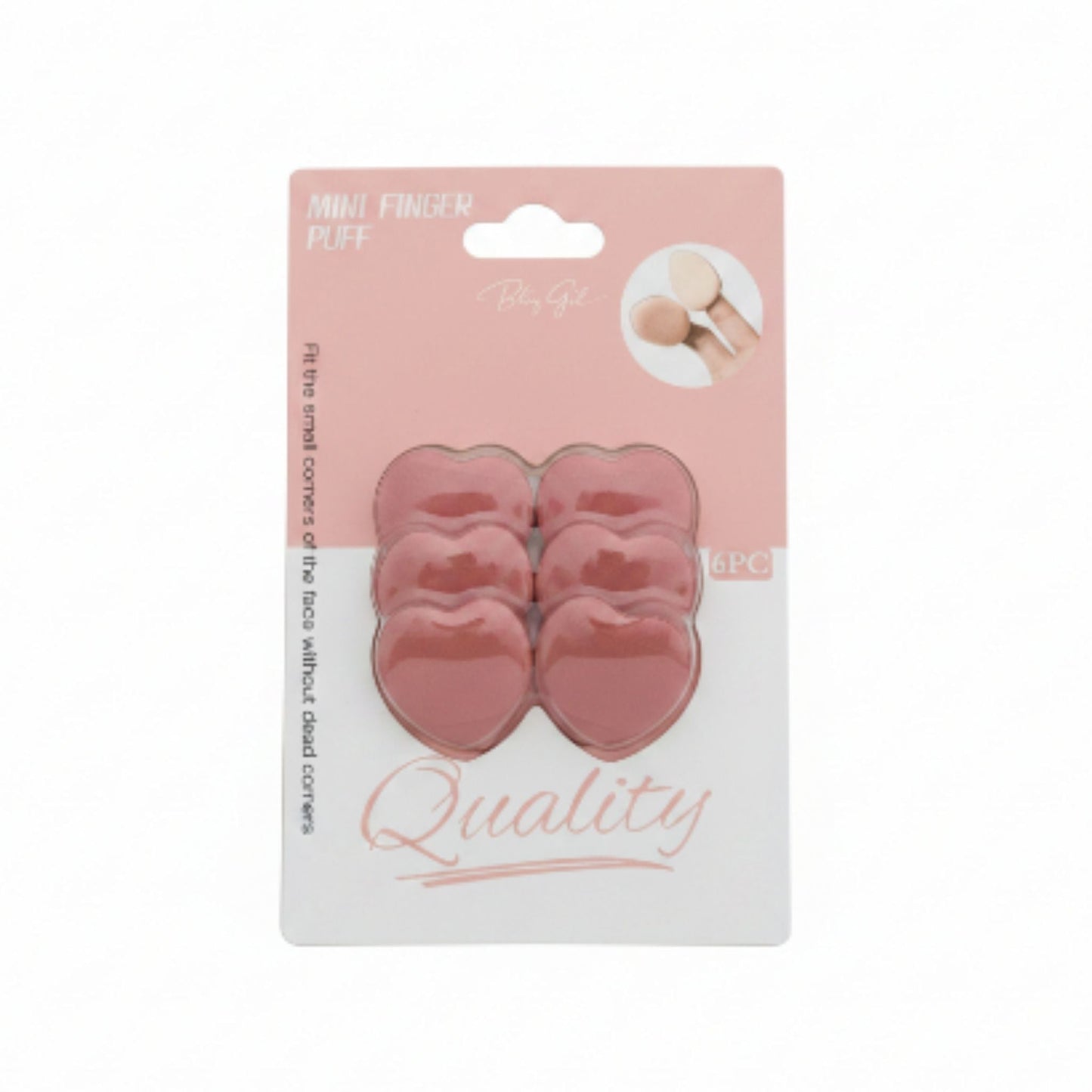 6pc Mini Heart Finger Makeup Puff Set – Soft Blending Sponge Applicators for Foundation, Concealer & Powder