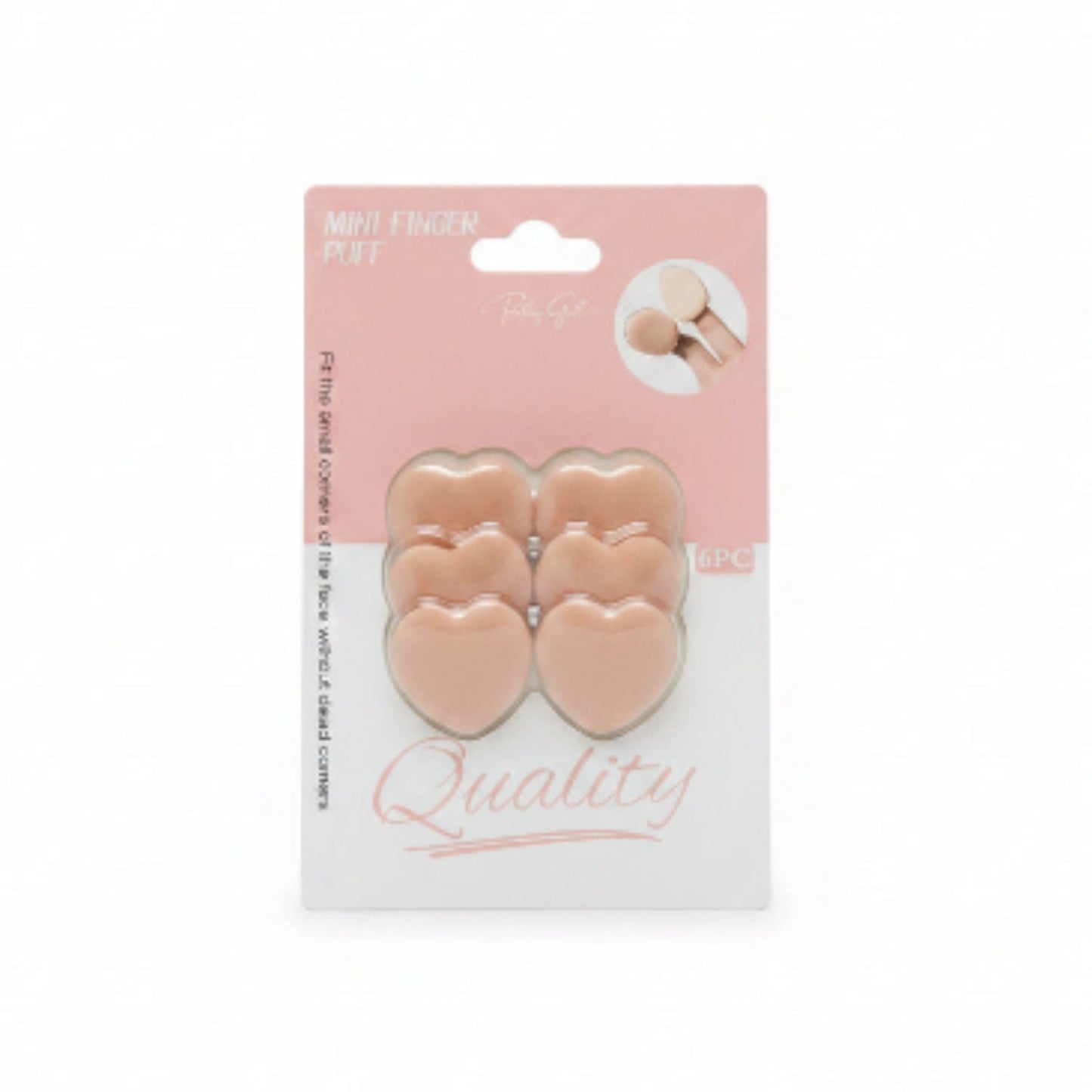 6pc Mini Heart Finger Makeup Puff Set – Soft Blending Sponge Applicators for Foundation, Concealer & Powder