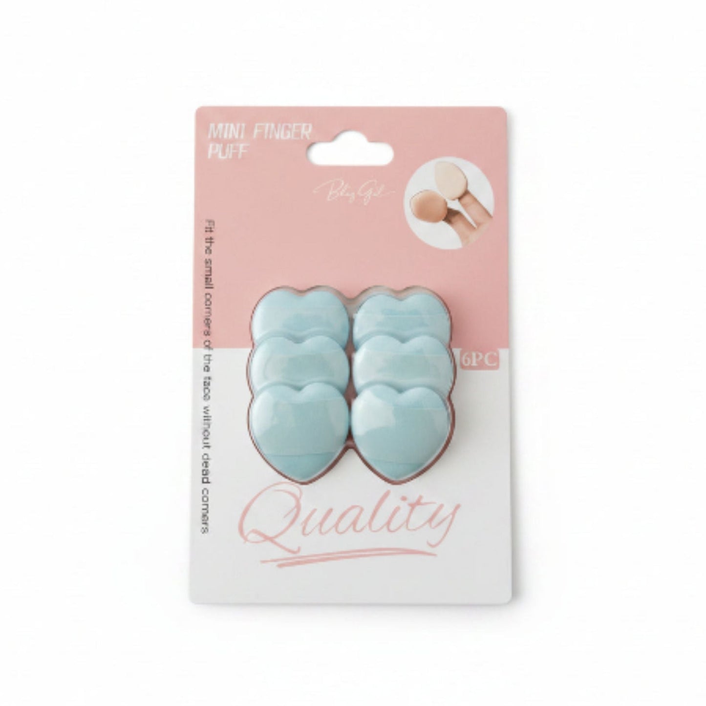 6pc Mini Heart Finger Makeup Puff Set – Soft Blending Sponge Applicators for Foundation, Concealer & Powder