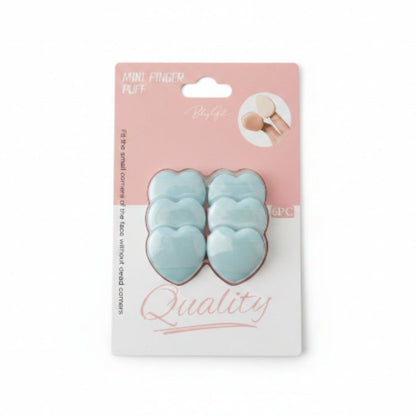 6pc Mini Heart Finger Makeup Puff Set – Soft Blending Sponge Applicators for Foundation, Concealer & Powder