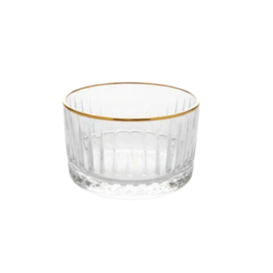 6pc Ribbed Glass Bowl Set - Gold Rim