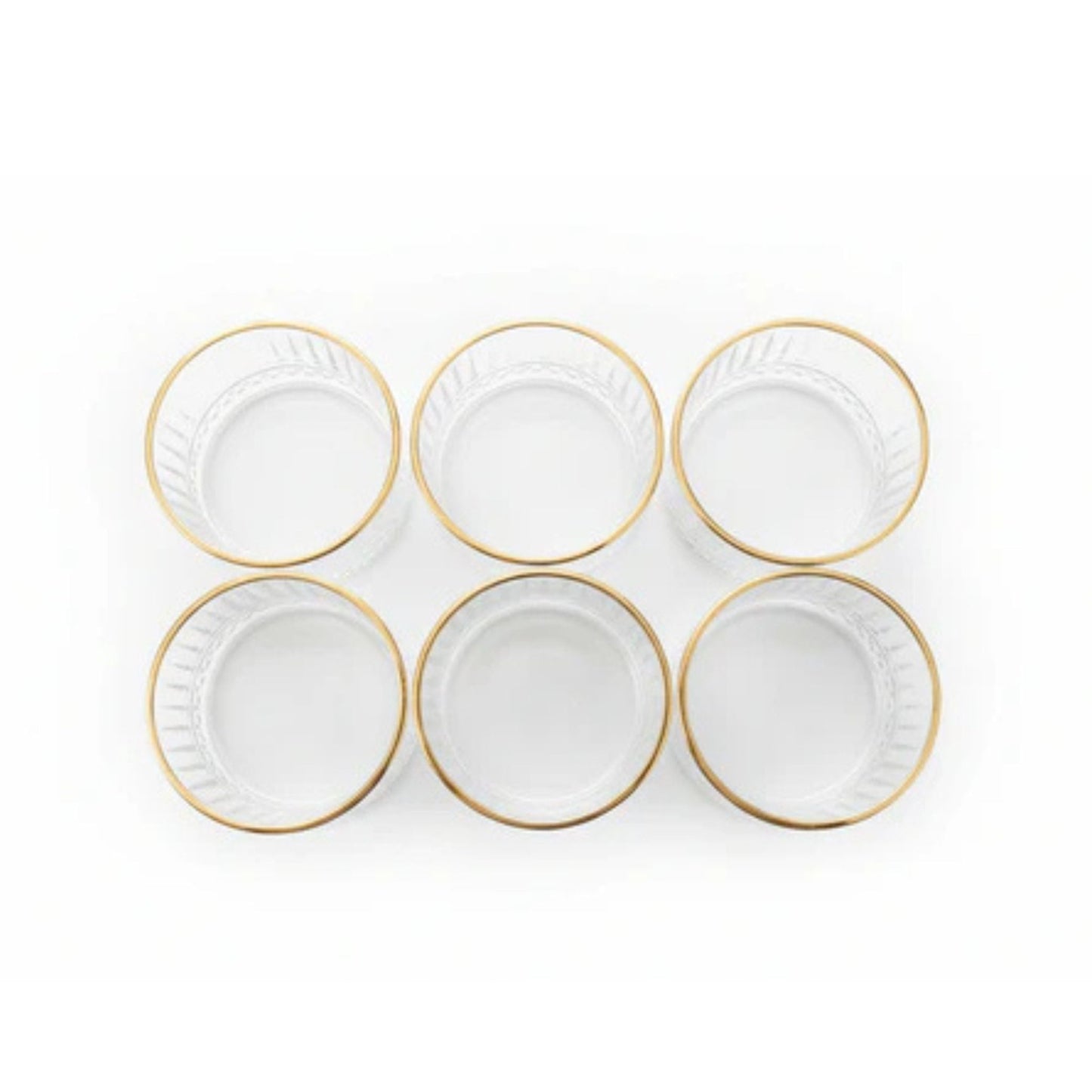 6pc Ribbed Glass Bowl Set - Gold Rim