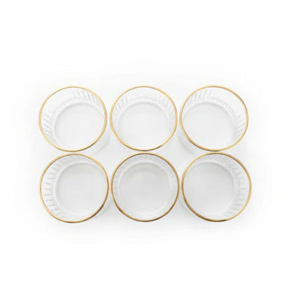 6pc Ribbed Glass Bowl Set - Gold Rim