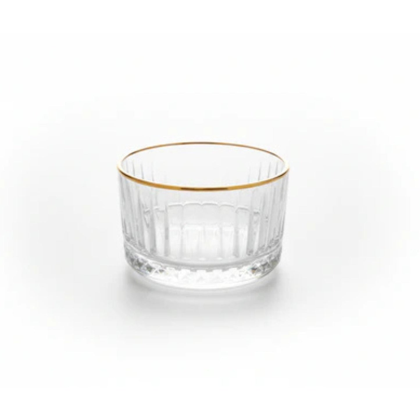 6pc Ribbed Glass Bowl Set - Gold Rim