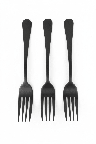 6pc Satinless Steel Black Fork - 20cm