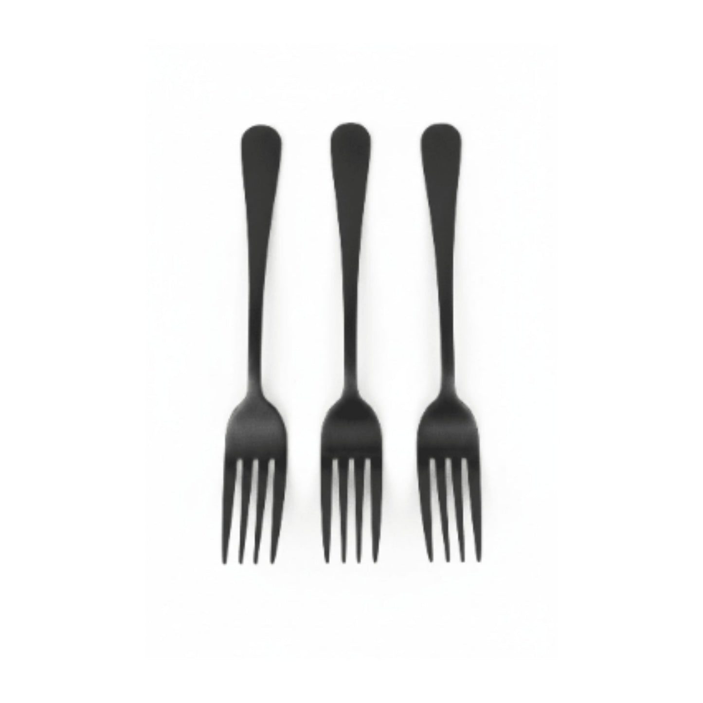 6pc Satinless Steel Black Fork - 20cm