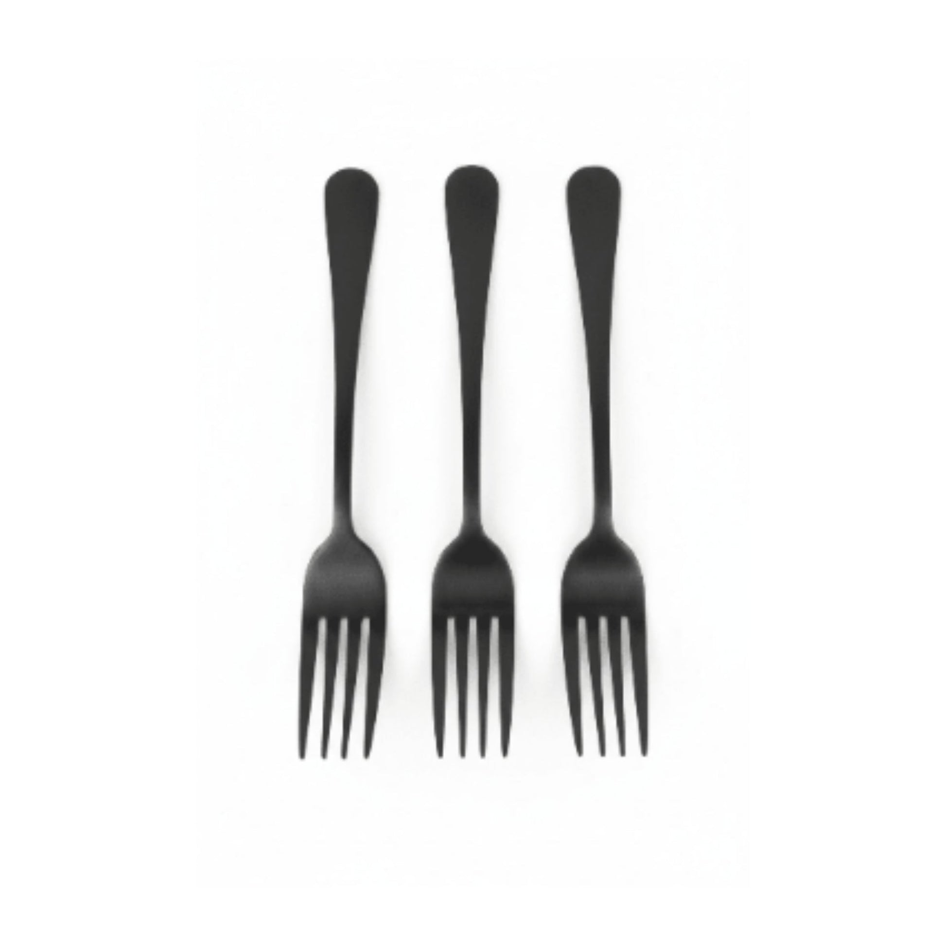 6pc Satinless Steel Black Fork - 20cm