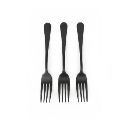 6pc Satinless Steel Black Fork - 20cm