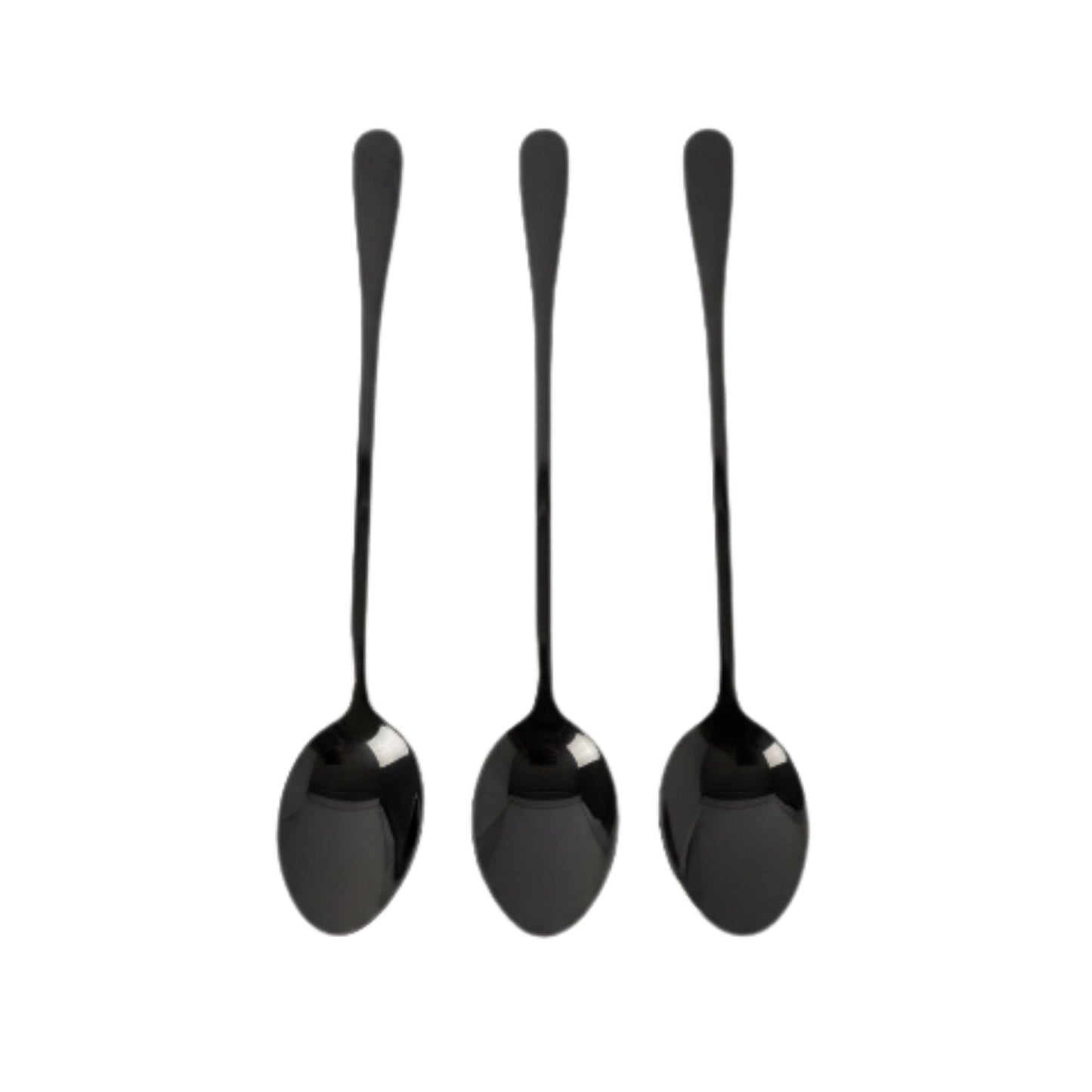 6pc Stainless Steel Black Long Teaspoon - 19.5cm