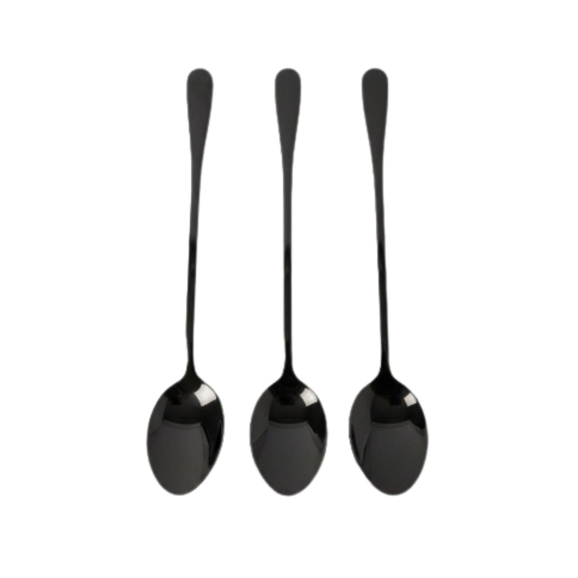 6pc Stainless Steel Black Long Teaspoon - 19.5cm