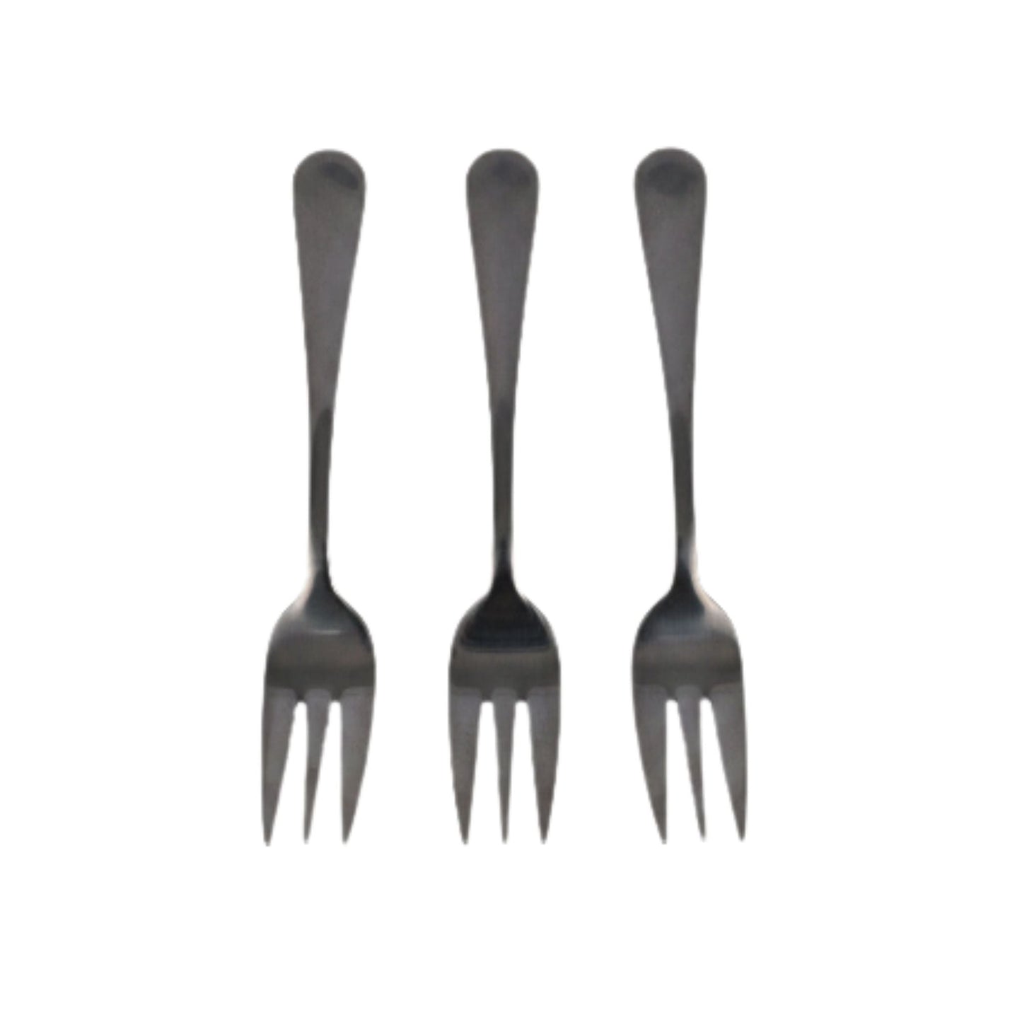 6pc Stainless Steel Black Mini Fork - 14cm
