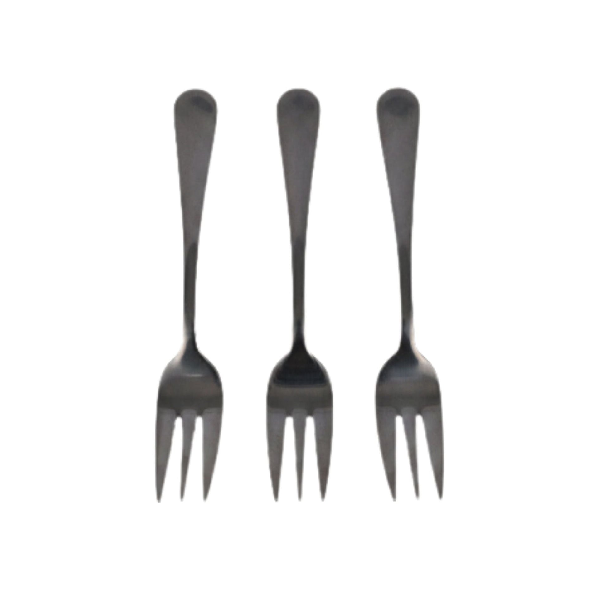 6pc Stainless Steel Black Mini Fork - 14cm