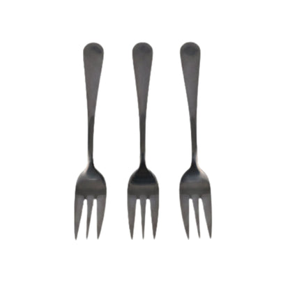 6pc Stainless Steel Black Mini Fork - 14cm