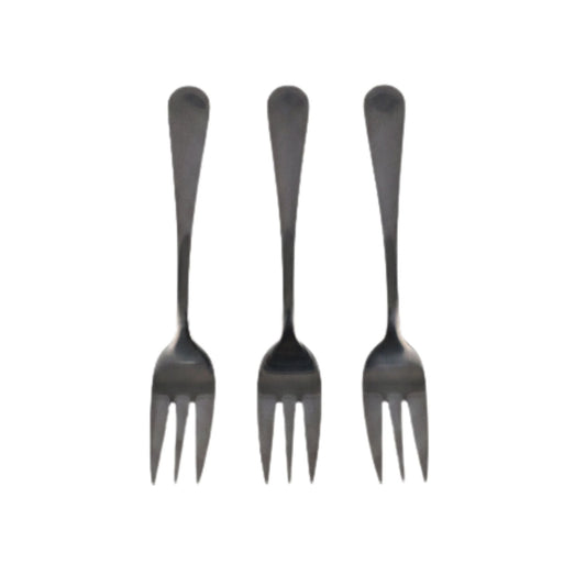 6pc Stainless Steel Black Mini Fork - 14cm