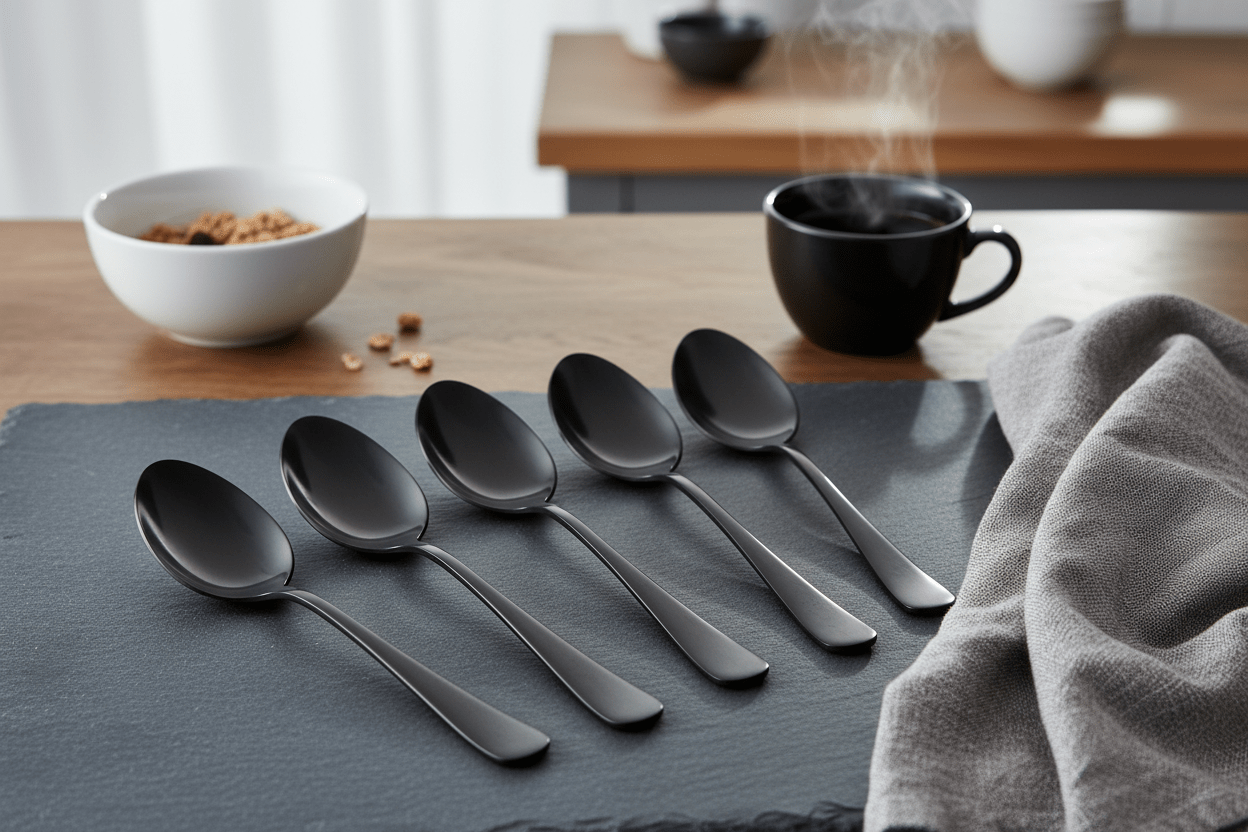 6pc Stainless Steel Black Tablespoon - 20cm