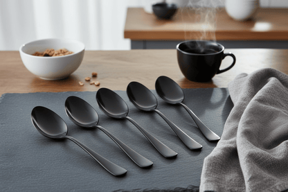 6pc Stainless Steel Black Tablespoon - 20cm